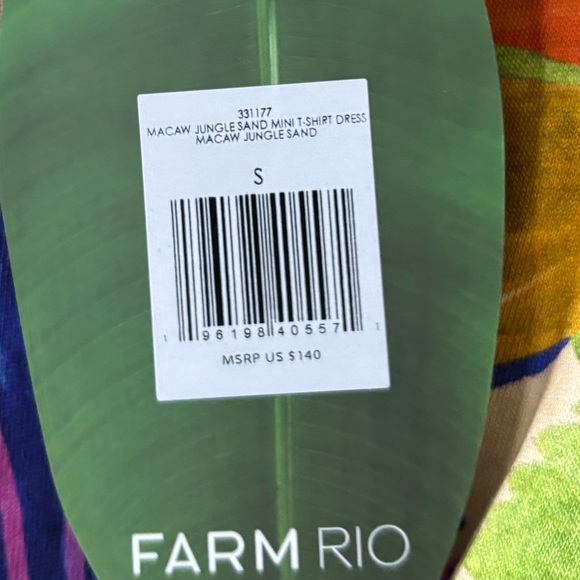 FARM Rio Macaw Jungle Organic Cotton T-Shirt Dress size s NWT - Picture 2 of 4